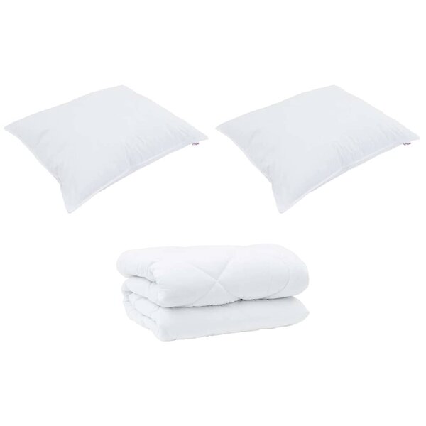 vidaXL Duvet d'hiver avec oreiller 3 Pièces Blanc 240 x 200 cm Microfibre