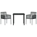 vidaXL Ensemble de salle à manger pour jardin 3 Pièces Noir Poly rotin