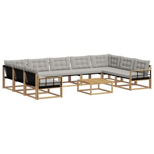 vidaXL Ensemble de canapés d'extérieur 10 Pièces Blanc et gris clair