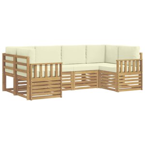 vidaXL Ensemble de canapés d'extérieur 5 Pièces Blanc et Crème