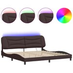 vidaXL Cadre de lit avec LED sans matelas marron foncé 200x200cm tissu