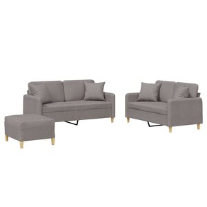 vidaXL Ensemble de canapés 3 Pièces avec coussins taupe tissu
