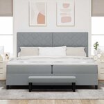 vidaXL Lit à ressorts avec matelas Gris clair 200 x 200 cm tissu