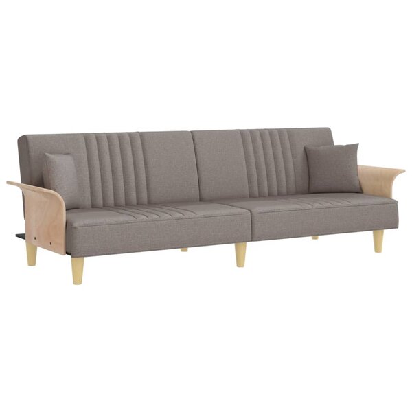 vidaXL Canapé-lit avec accoudoirs taupe tissu