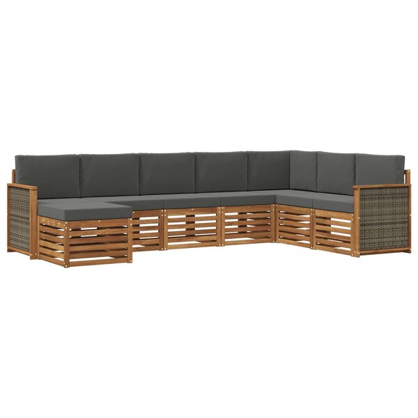 vidaXL Ensemble de canapés d'extérieur 6 pc Naturel et Anthracite