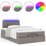 vidaXL Lit ottoman avec matelas et LED Taupe 120x190 cm tissu