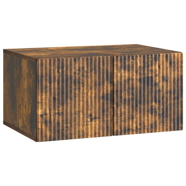 vidaXL Meuble TV mural Chêne fumé 59 5 x 41 x 30 cm Bois d'ingénierie