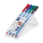 4 feutres - Non permanent - Effaçable à sec - Pointe moyenne - Noir  vert  bleu  rouge - Lumocolor - Staedtler