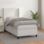 vidaXL Sommier à lattes de lit avec matelas Blanc 90x190 cm Similicuir