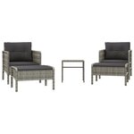 vidaXL Salon de jardin 5 Pièces avec coussins Gris Résine tressée
