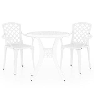 vidaXL Ensemble de bistro 3 Pièces Aluminium coulé Blanc