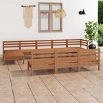 Vidaxl salon de jardin 10 pièces marron miel bois de pin massif