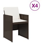 vidaXL Chaises de jardin avec coussins lot de 4 marron résine tressée