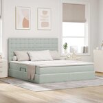 vidaXL Lit avec rangement et LED Gris clair 160 x 200 cm Velours