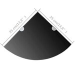 vidaXL Étagères d'angle 2 Pièces et supports chromés Verre Noir 35x35 cm