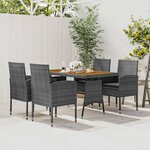 vidaXL Mobilier à dîner d'extérieur 5 Pièces Résine tressée Gris