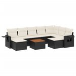 vidaXL Salon de jardin 10 Pièces avec coussins noir résine tressée
