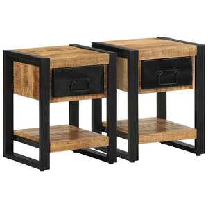 vidaXL Tables de chevet 2 Pièces bois de manguier massif brut