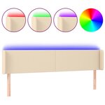 vidaXL Tête de lit à LED Crème 183x16x78/88 cm Tissu