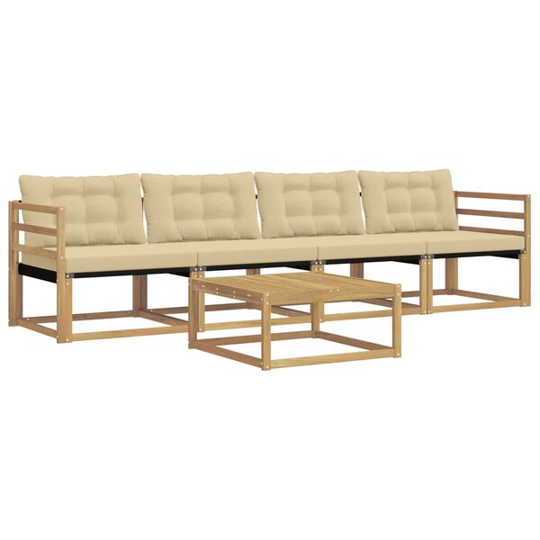 vidaXL Ensemble de canapés d'extérieur 5 pc Blanc et Beige