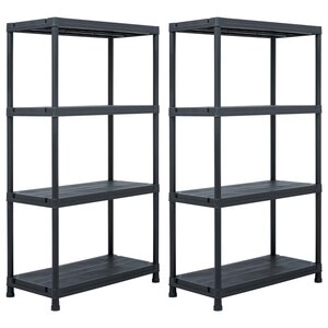 vidaXL Étagères de rangement 2 Pièces Noir 60x30x138 cm Plastique