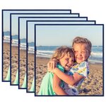 vidaXL Collage de cadres photo 5 Pièces de mur table Bleu 20x20 cm MDF