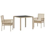 vidaXL Ensemble de salle à manger pour jardin 3 Pièces Beige Poly rotin