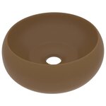 vidaXL Lavabo rond de luxe Crème mat 40x15 cm Céramique