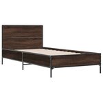 vidaXL Cadre de lit chêne marron 75x190 cm bois d'ingénierie et métal