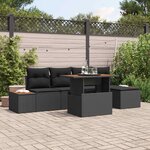 vidaXL Ensemble de canapé de jardin 6 Pièces Noir Poly rotin