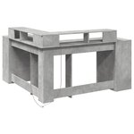 vidaXL Bureau et lumières LED gris béton 152x152x91cm bois ingénierie