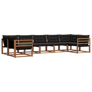 vidaXL Ensemble de canapés d'extérieur 7 Pièces Naturel et Noir