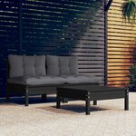 vidaXL Salon de jardin 3 Pièces avec coussins anthracite bois de pin