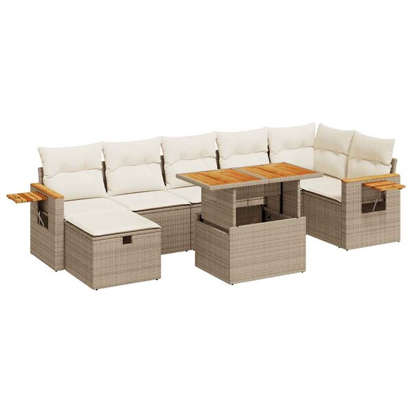 vidaXL Salon de jardin avec coussins 5 Pièces beige résine tressée