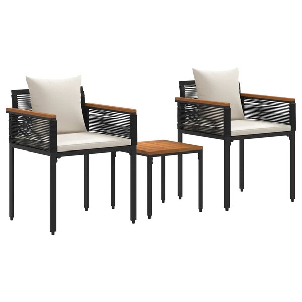 vidaXL Ensemble de meubles d'extérieur 3 Pièces Noir et blanc crème