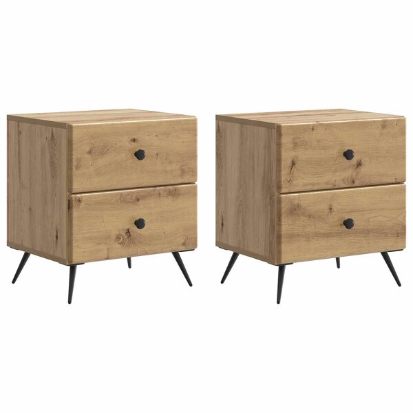 vidaXL Cabinet de chevet 2 Pièces Chêne artisanal 43 x 34 5 x 47 5 cm