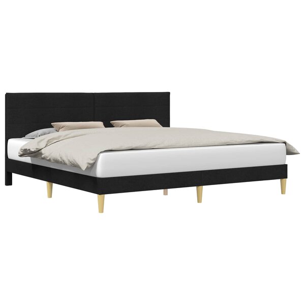 vidaXL Cadre de lit avec tête de lit Noir 180 x 200 cm Tissu