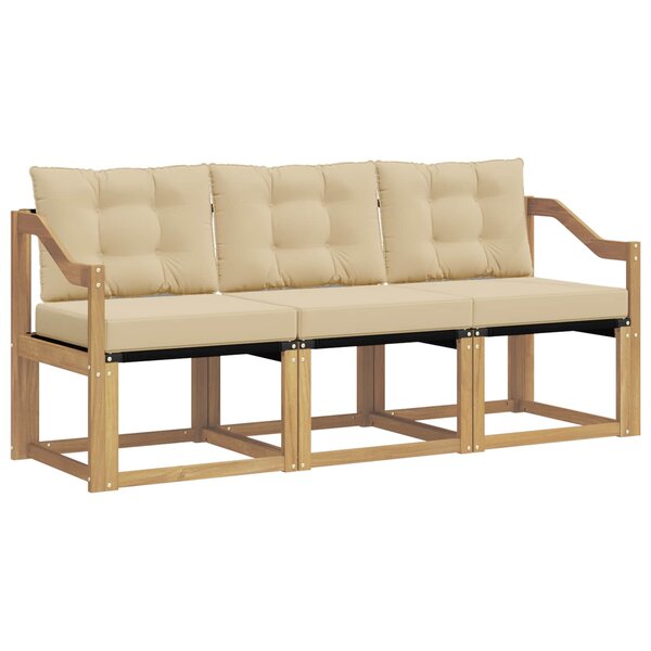 vidaXL Ensemble de canapés d'extérieur 3 pc Blanc et Beige
