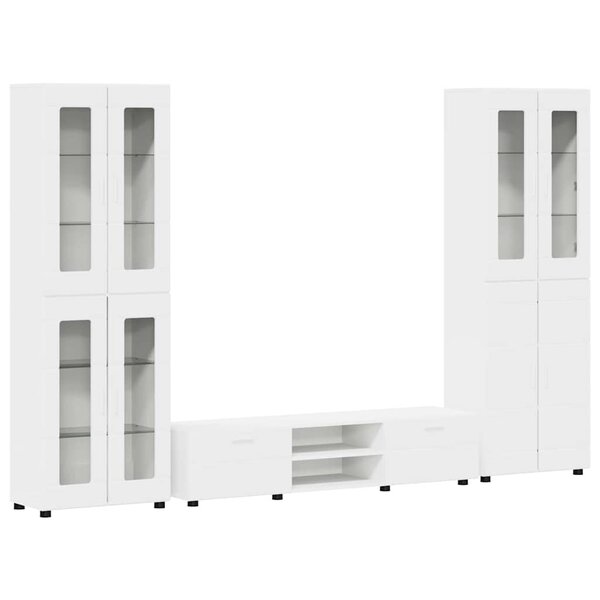 vidaXL Ensemble meuble TV avec tiroir FLORIN Blanc Bois d'ingénierie