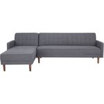 Canapé d'angle convertible 3 places réversible - Tissu gris foncé - Pieds en bois - 286 x 169 x 80 cm - IMANIA