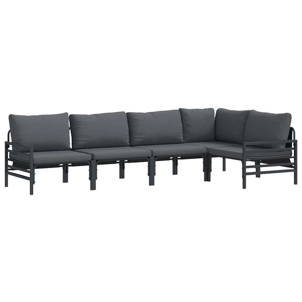 vidaXL Ensemble de canapé de jardin 5 Pièces Anthracite Acier