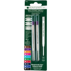 Blister 2 recharges billes pointe moyenne compatible avec Parker violet MONTEVERDE