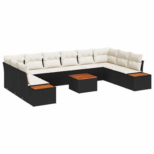 vidaXL Ensemble de canapé de jardin 11 Pièces Noir Poly rotin