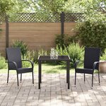 vidaXL Ensemble de salle à manger pour jardin 3 Pièces Noir Poly rotin