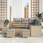 vidaXL Ensemble de canapé de jardin 9 Pièces Beige polyrotin