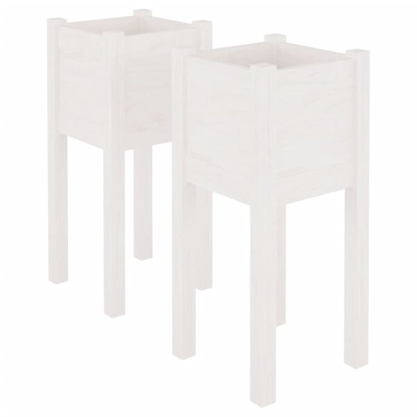 vidaXL Jardinières d'extérieur 2 Pièces Blanc 31x31x70 cm Bois de pin