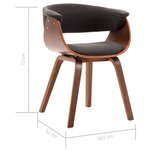 vidaXL Chaises à manger lot de 4 gris bois courbé et tissu
