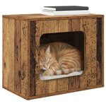 vidaXL Maison pour chat Bois ancien 51 x 30 x 42 cm Bois d'ingénierie