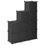 vidaXL Cubes de rangement 9 Pièces Noir PP