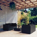 vidaXL Salon de jardin 5 Pièces avec coussins Résine tressée Noir